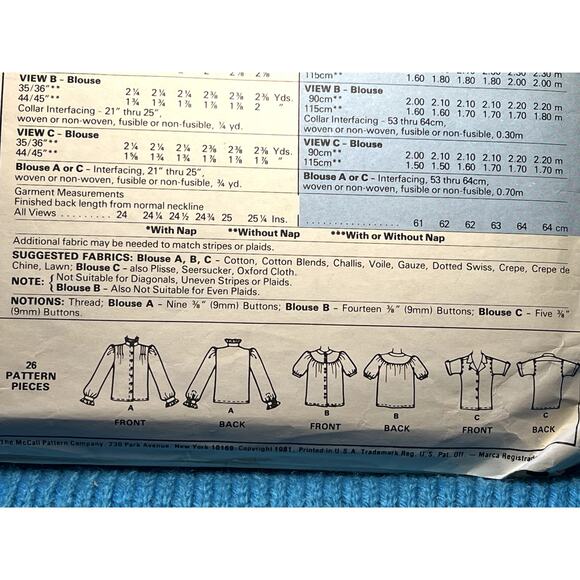 McCalls 7623 Sewing pattern blouse high neck 1980s size 10 - Picture 6 of 6